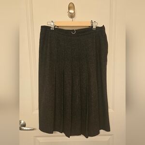 Vintage Italian Wool Charcoal Pleated Skirt